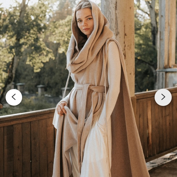 Kosmossart Organic Cotton Hood Kaftan Shawl Cloak ~ Shamanic Cover Up Cape - Picture 3 of 8